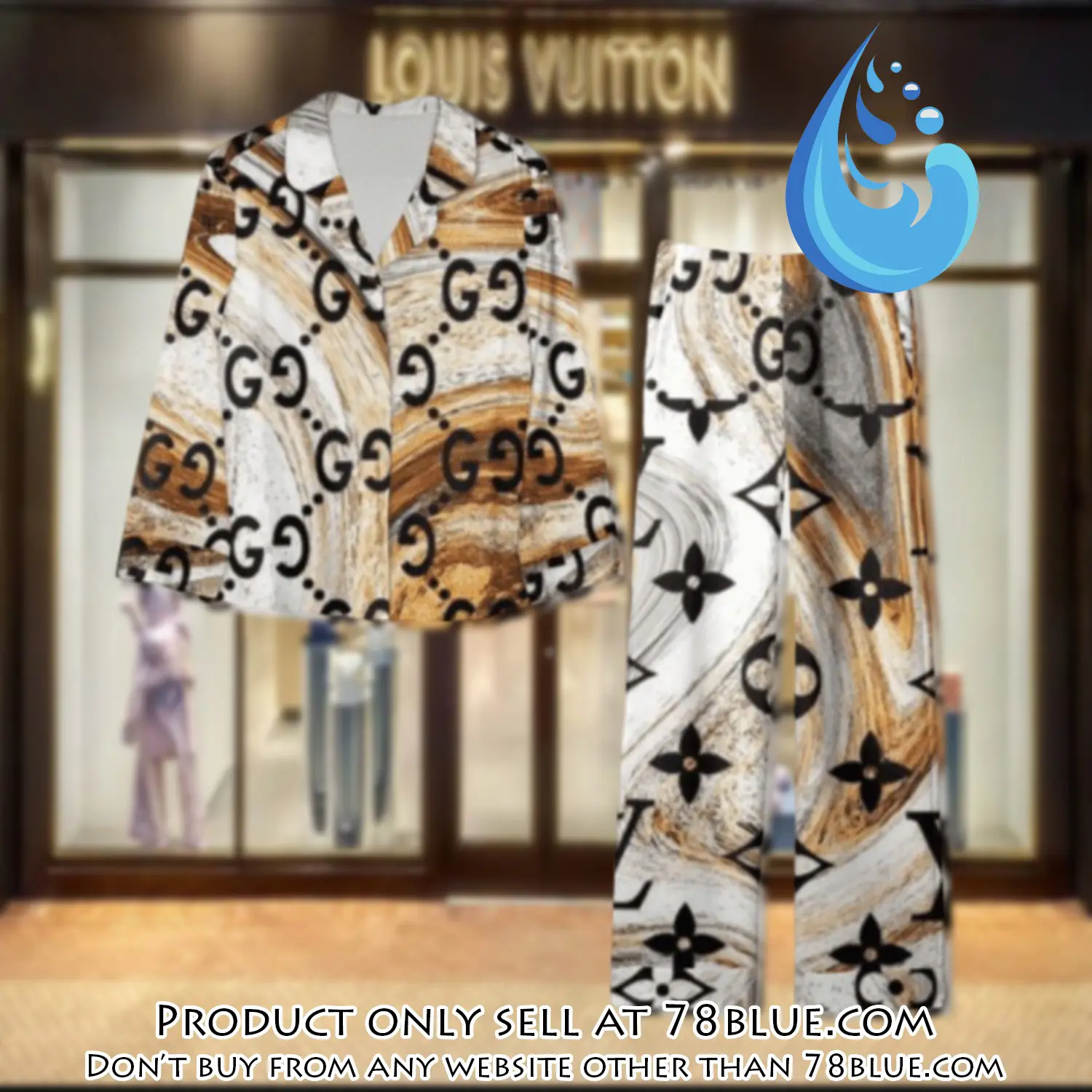 Trending luxury lv satin pajama set pjs1071 78b2014544